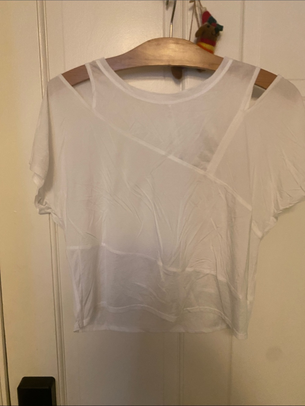 lululemon athletica White Short Sleeve Sheer-Panel Crop Top